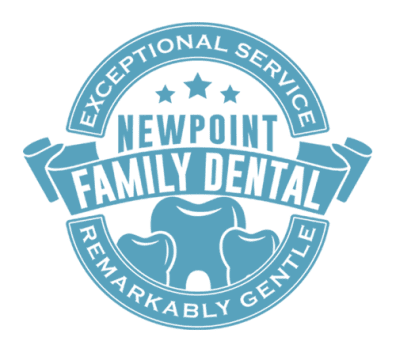 The image shows a logo with the text  Newport Family Dental  and features graphic elements including a stylized letter  N  and a circular emblem with a star.